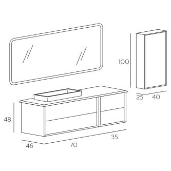 Modulo 105 cm 1 vasca con anta