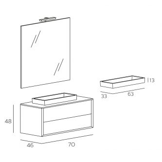 Modulo 70 cm 1 vasca - Lavabo in pietra acrilica